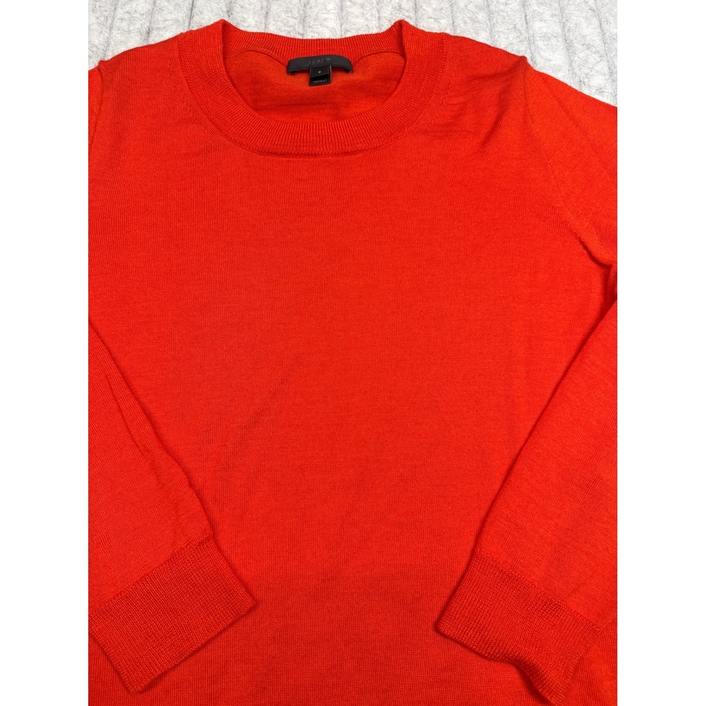 J.Crew Womens Orange Red 100% Merino Wool Crewneck Knit Sweater Size S
